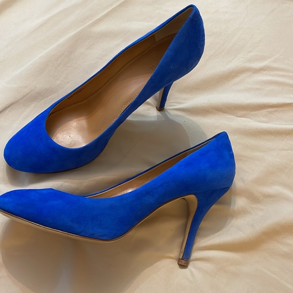 J Crew Factory Paulina suede pumps blue grotto color size 10 - Picture 7 of 8